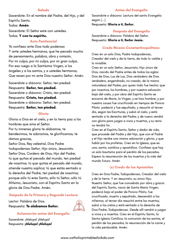 Oraciones y Respuestas de la Misa PDF GRATIS
