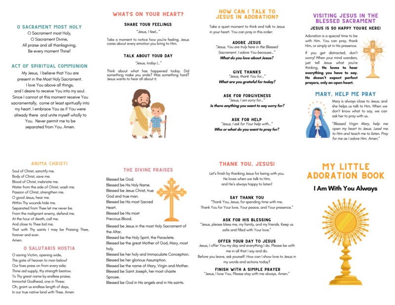 Printable Catholic Eucharistic Adoration booklet for kids